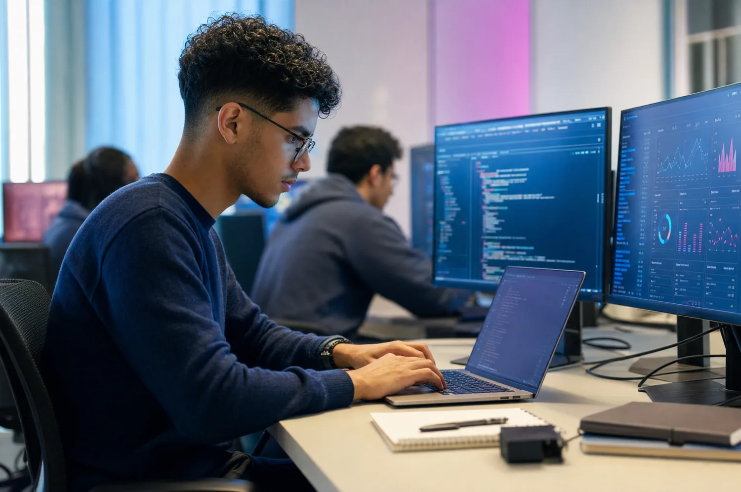 Étudiant en Génie Informatique de SUP2I codant en laboratoire